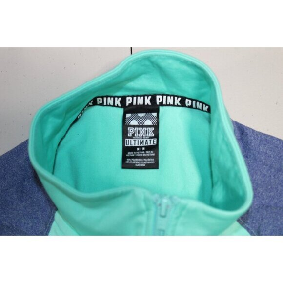 Women PINK Victoria's Secret Ultimate Thumbholes 1/4 Zip Pullover Medium Green - Picture 6 of 10